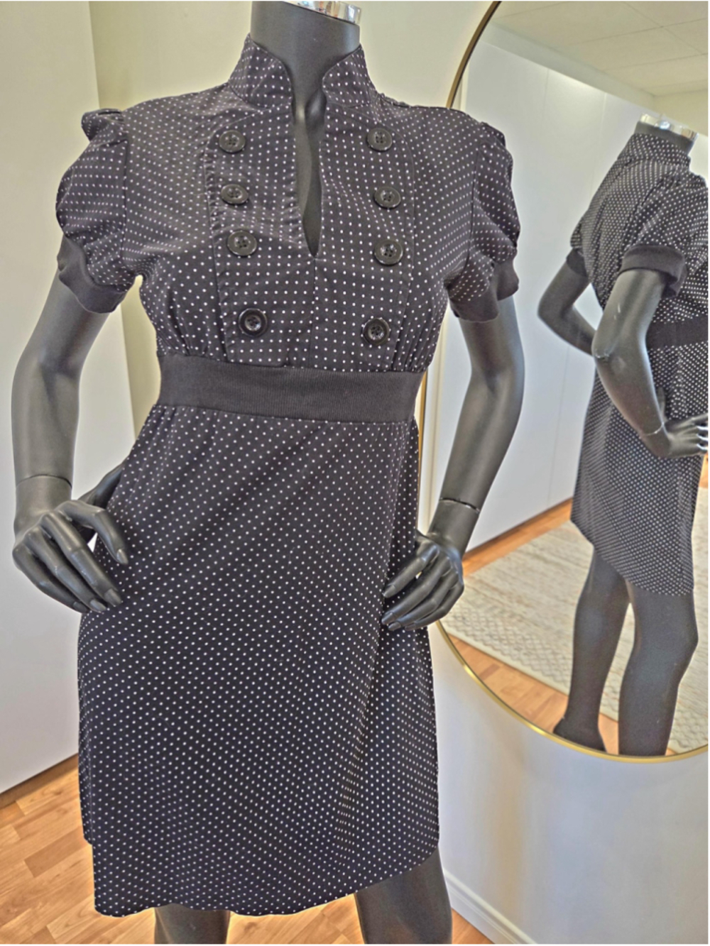 Vintage Y2K Rockabilly Pin‑Up Dress, BeBop USA, Polka Dot, Size L (tight fit)